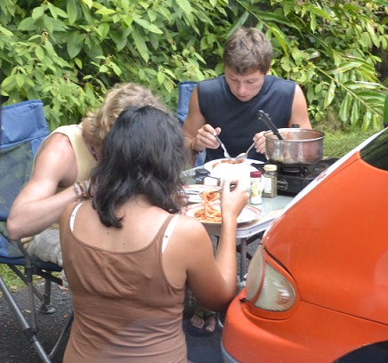 French backpacker tourists